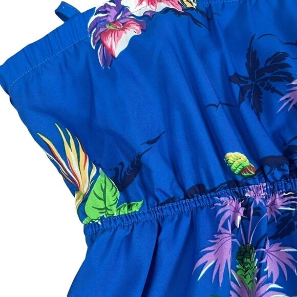 Hilo Hattie Womens Maxi Hawaiian Dress Vintage Blue Floral Tie Straps Small - Picture 3 of 8